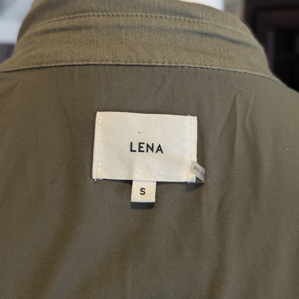 NWOT LENA Olive Utility Shirt Dress with Tie Waist - Picture 5 of 6